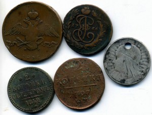 10 копеек 1836г ,2 копейки 1766г , 1797г АМ ,1842г