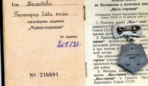 мать Героиня № 205121 с малой и большой грамотой