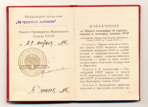 документ ...за трудовую доблесть