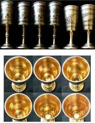 6 рюмок Кубачи. СССР. Серебро 875-ой пробы.