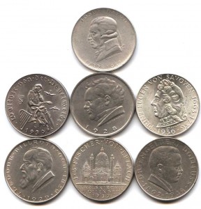 Австрия 2 шиллинга (7шт) 1928-1937