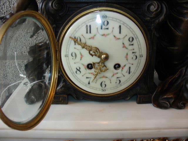 Часы каминные , бронза .  August Moreau . Франция 1890 .