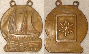 Памятный жетон "Kreta" 100-го горно-егерского полка