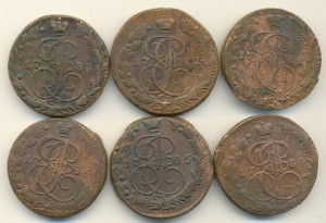 Пятаки ЕК2 1781-1786гг.
