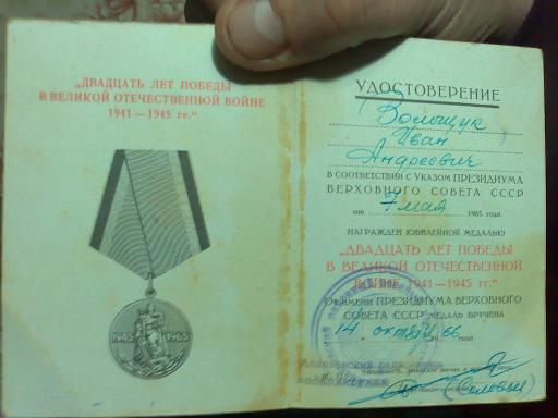комплект наград на доках Волощук И.А.
