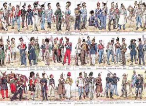 ТРИ касочных гравьюры, солдаты, униформа.