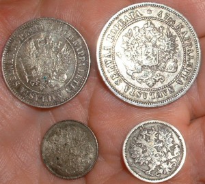Финляндия 1 марка 1915 2 марки 1872 25 пенни 1872-1917 Сереб