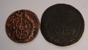 Деньга 1768г. , полушка 1768г.