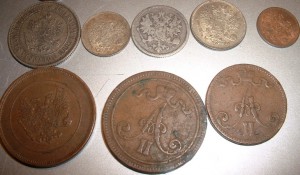 Финляндия 18 монет 1-50 пенни+1 марка 1867-1917 Серебро Медь