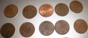 Финляндия 18 монет 1-50 пенни+1 марка 1867-1917 Серебро Медь