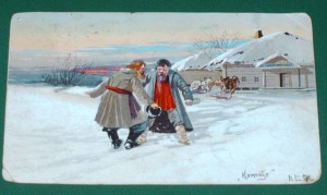 До-дому + Кумовья + по первопутку - три открытки в цвете