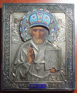 Николай чудотворец серебро-эмаль!