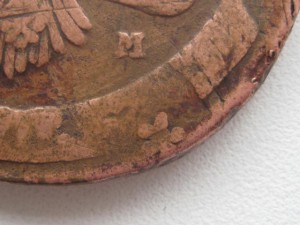 5 коп 1764 ММ перечекан 10 коп 1762 года