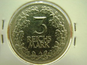 3 рейхсмарки 1925(серебро)