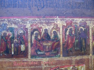 ВОСКР. ХРИСТОВО С ПРАЗДН. В 16-КЛЕЙМАХ И 4-МЯ ЕВАНГЕЛИСТАМИ.