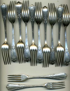 Набор вилок и ложек.Серебро,875 проба.
