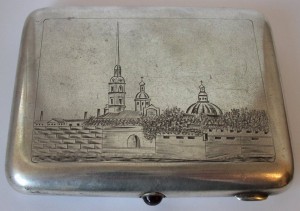 Портсигар серебро ,, Петропавловская крепость ,,