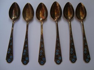 2 комплекта чайных ложек серебро 875