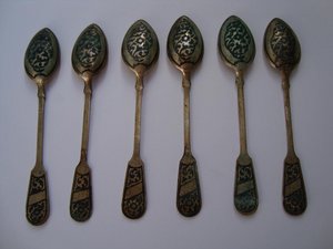 2 комплекта чайных ложек серебро 875