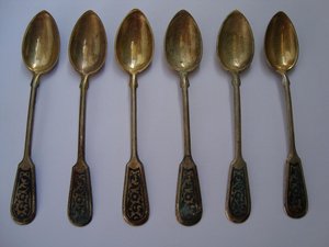 2 комплекта чайных ложек серебро 875