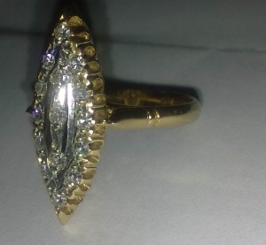 Кольцо маркиз с брилиантами.