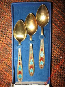 __6 серебряных ложек , эмаль__в__РоДнОй__кОрОбКе__