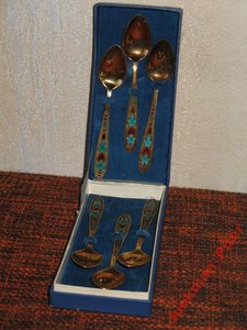 __6 серебряных ложек , эмаль__в__РоДнОй__кОрОбКе__