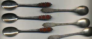 Чайные Ложечки,6 шт , сербро , Эмали ,прибалтика