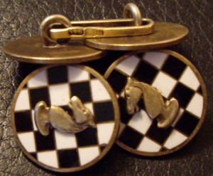 запонки ШАХМАТНЫЕ позолоч.серебро,эмали,накладки.
