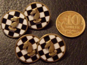 запонки ШАХМАТНЫЕ позолоч.серебро,эмали,накладки.