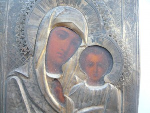 Казанская БМ в серебряном окладе