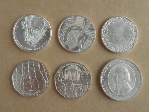 серебро EURO, 6 монет