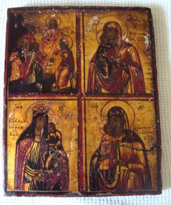 Икона 4-х частница на золоте, кипарис