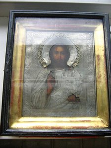 Спаситель в серебре и киоте 1890г.