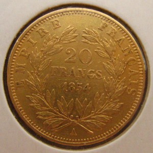 5 штук разных 20-франковых монет Франции-золото!