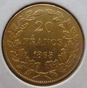 5 штук разных 20-франковых монет Франции-золото!