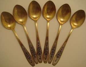 Ложки, позолота, чернение. 875 пр.