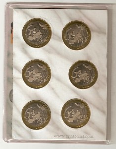набор 6 монет биметалл Эрос евро 2002год