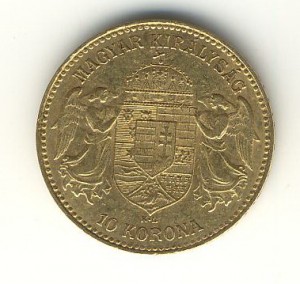 10 крон Венгрия 1906г. Золото.
